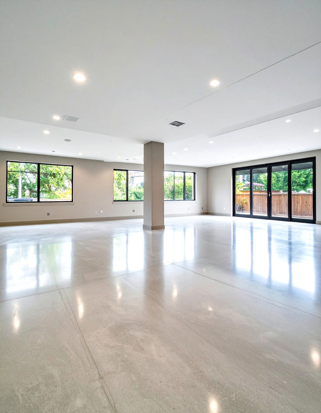 Concrete Basement Floor with Integral Color and Polished Finish - 25 Concrete Basement Floor Ideas