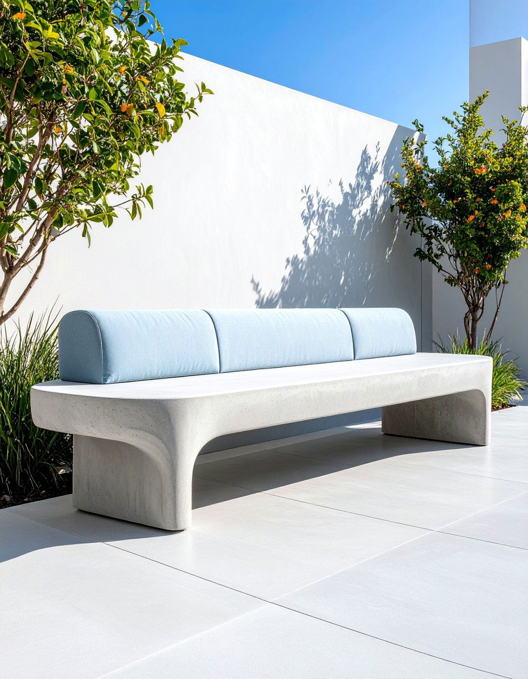 Concrete Bench Modern Minimalist Design - 25 Outdoor Seating Ideas