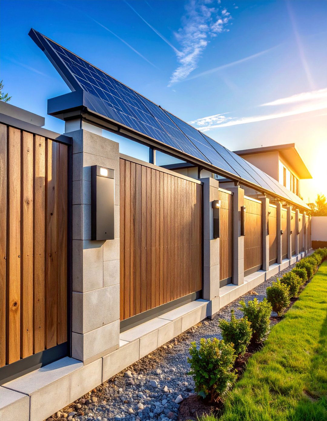 Concrete Block Fence with Smart Technology Integration - 25 Concrete Block Fence Ideas