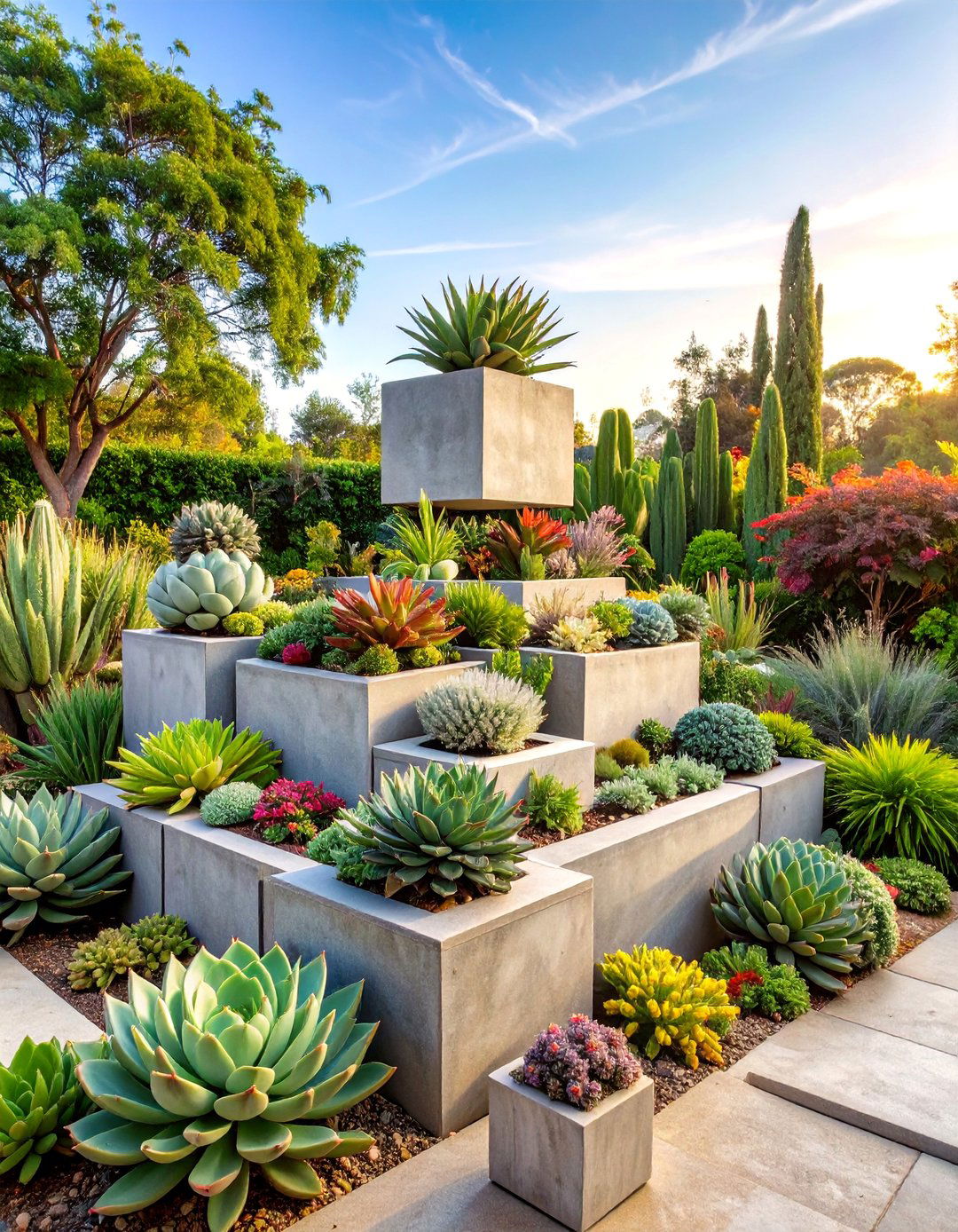 Concrete Block Modular System - 25 Outdoor Succulent Container Ideas