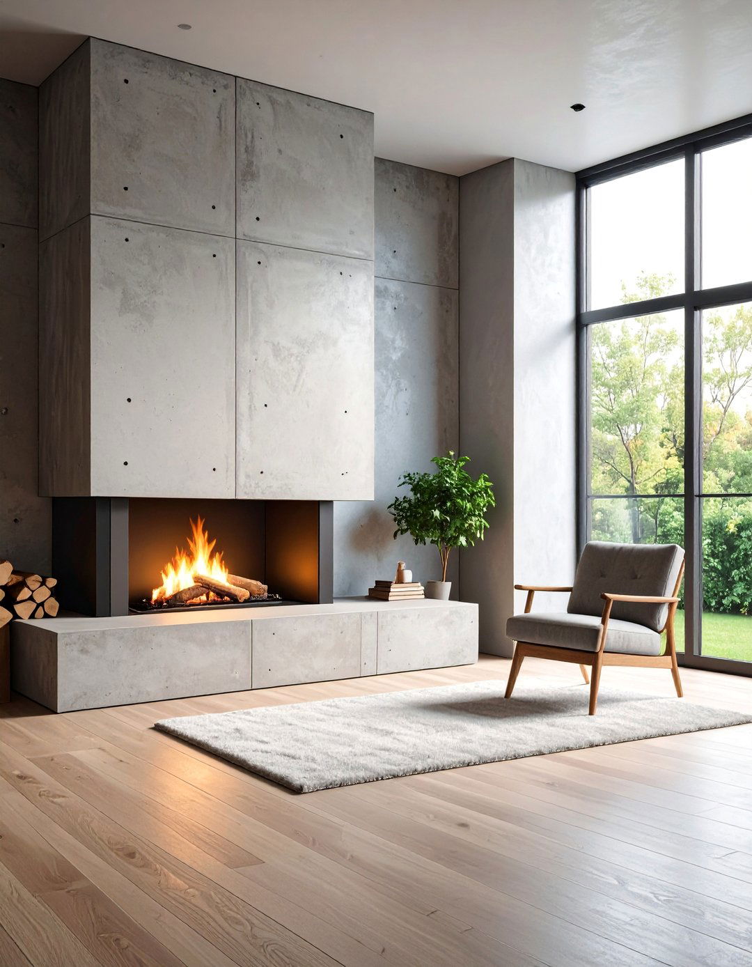 Concrete Contemporary Fireplace - 25 Fireplace Ideas