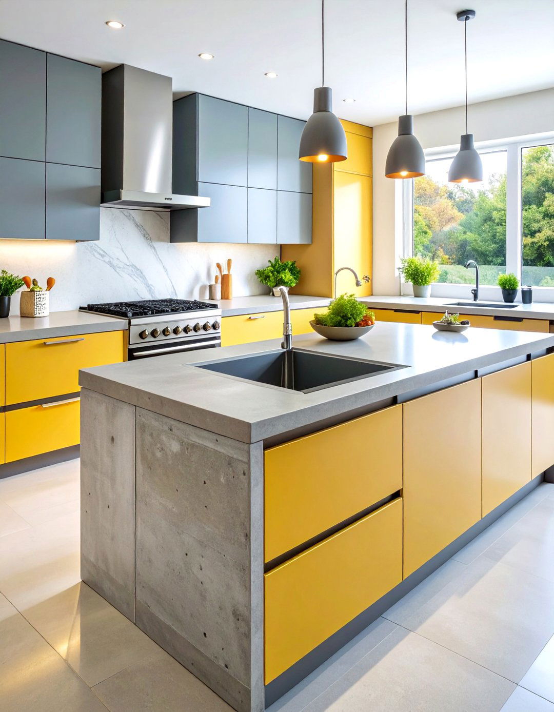 Concrete Countertops with Built in Drainboard Features - 25 Concrete Countertop Ideas