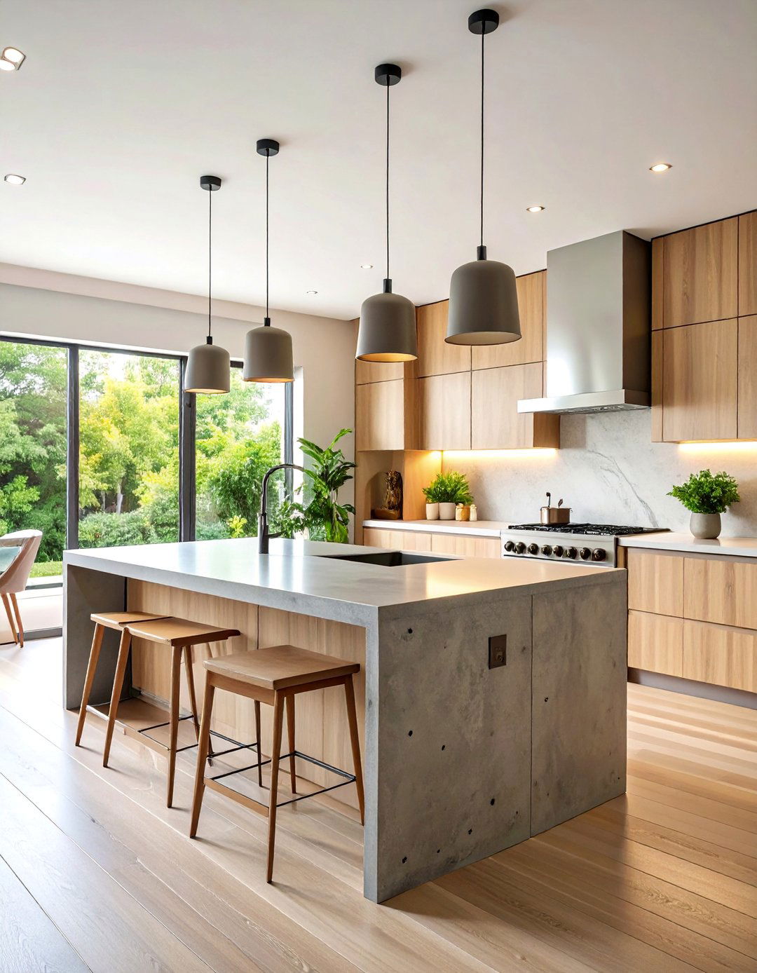 Concrete Countertops with Embedded Glass Elements - 25 Concrete Countertop Ideas