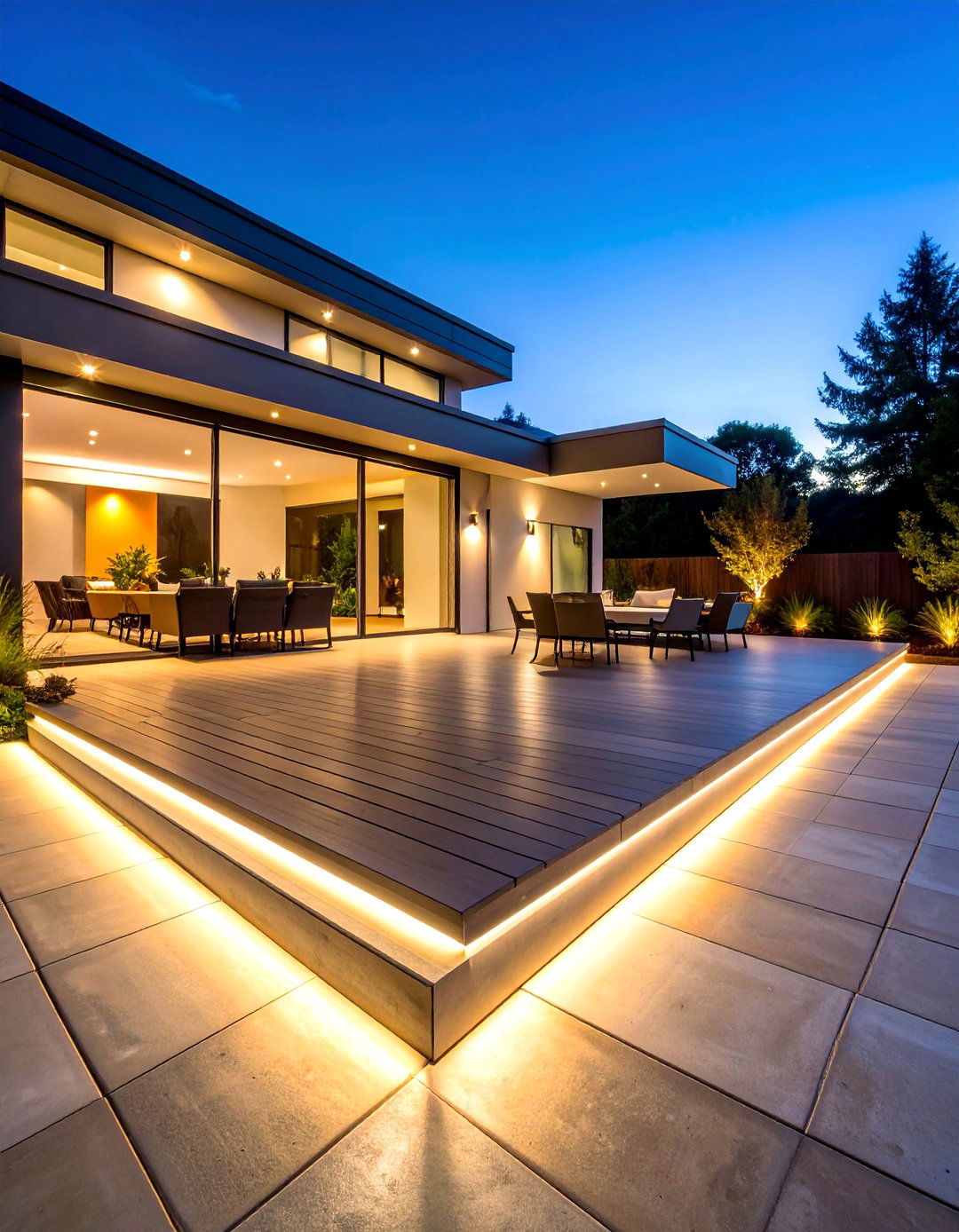 Concrete Deck with Integrated LED Lighting - 25 Concrete Deck Ideas