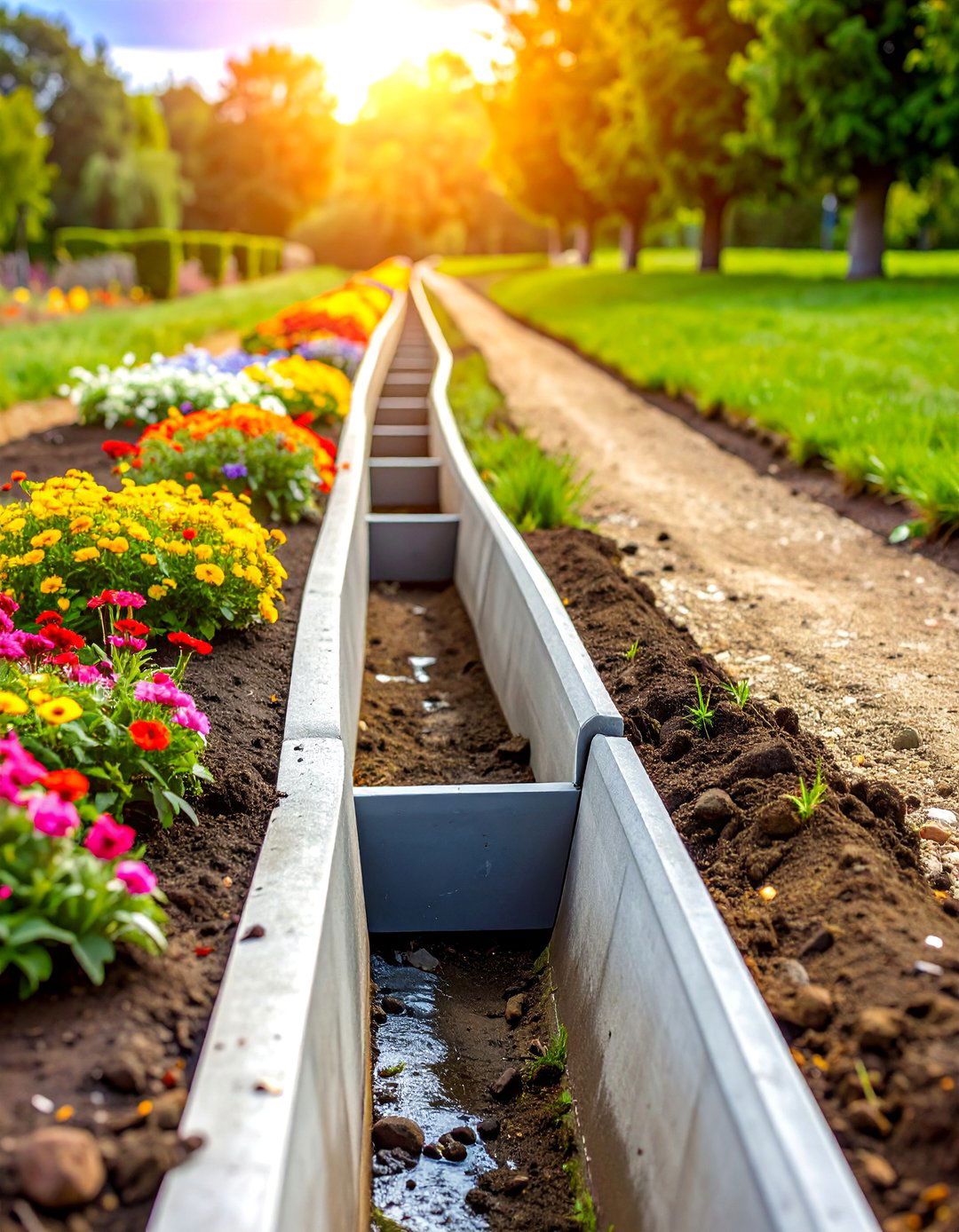 Concrete Drainage and Rain Gardens - 25 Concrete Garden Ideas