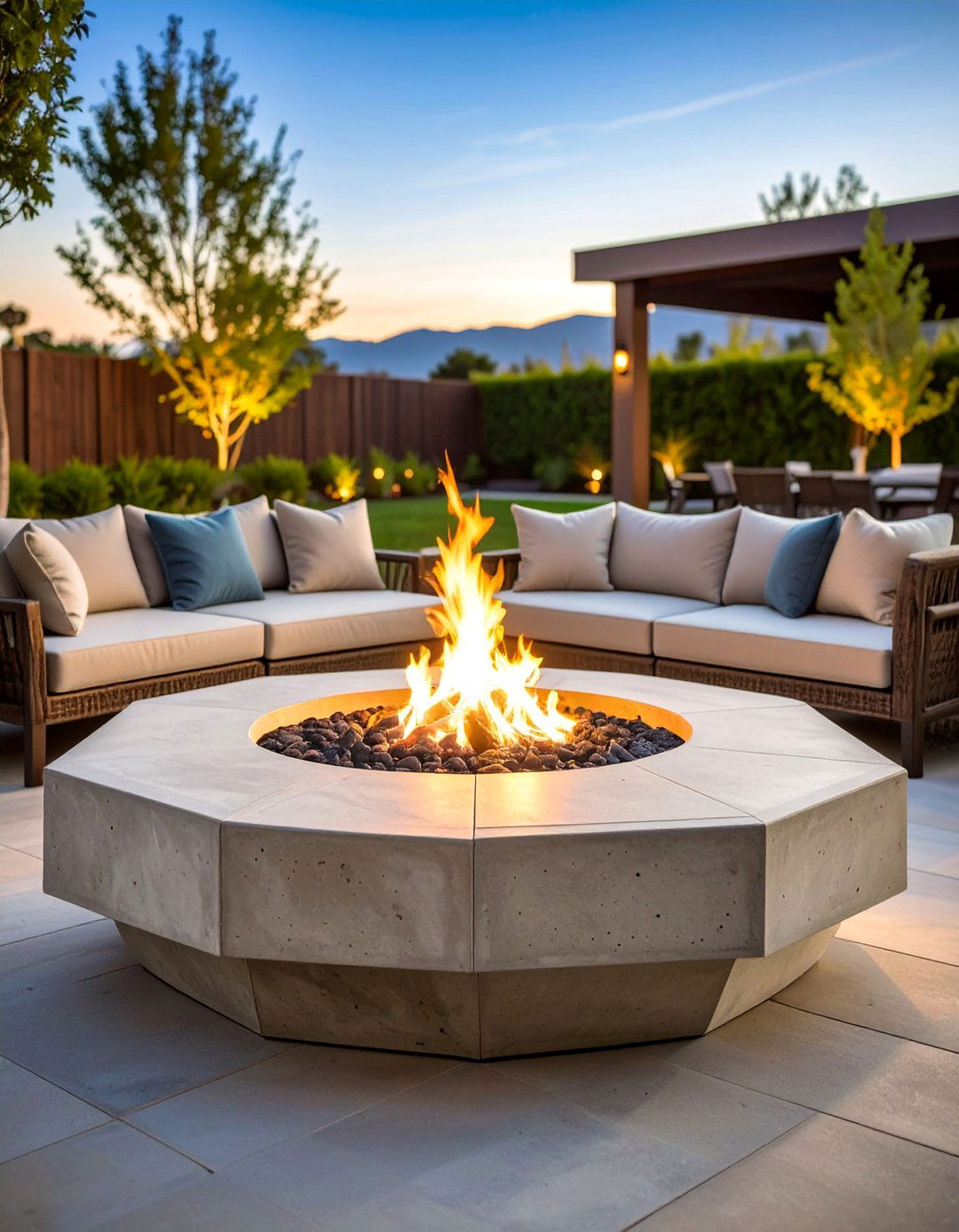 Concrete Fire Pit Gathering Areas - 25 Concrete Garden Ideas