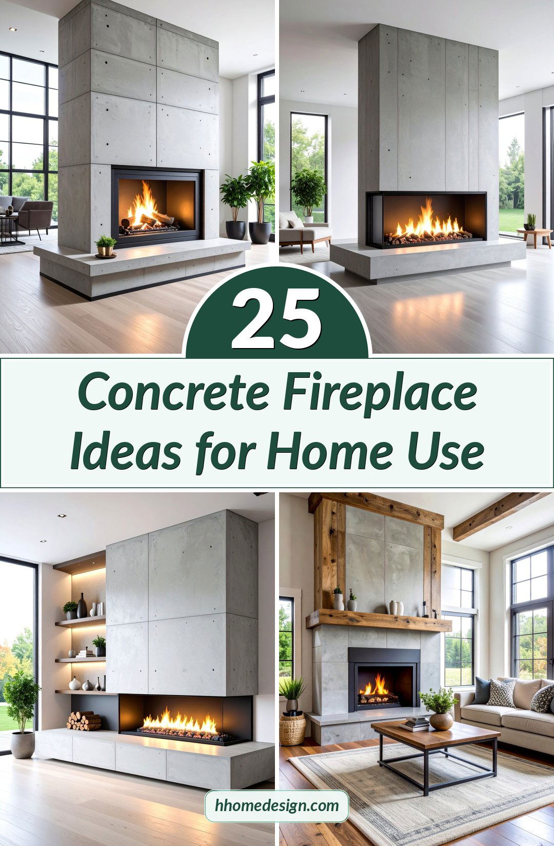 25 Concrete Fireplace Ideas for Home Use