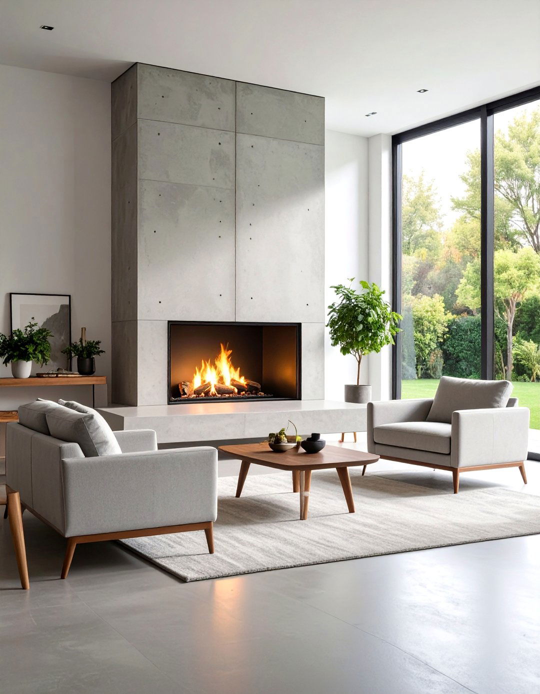 Concrete Fireplace with Sliding Panels - 25 Concrete Fireplace Ideas