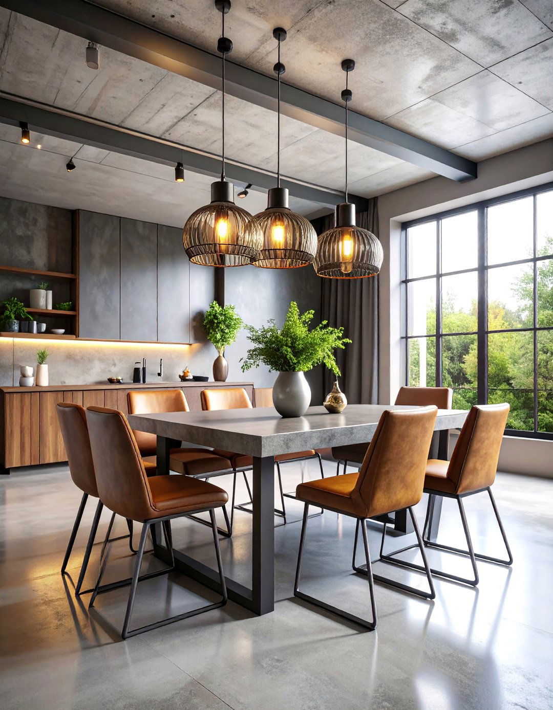 Concrete Floor Modern Industrial Dining Room - 25 Industrial Dining Room Ideas