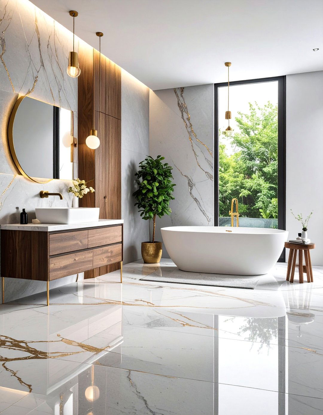 Concrete Floor with Metallic Veining Effects - 25 Concrete Floor Design Ideas