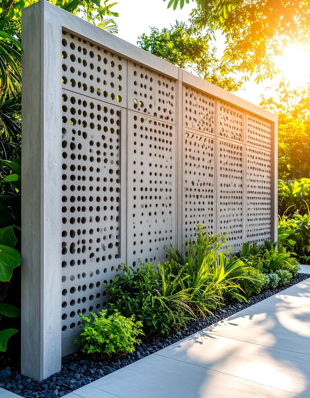 Concrete Garden Privacy Screens - 25 Concrete Garden Ideas
