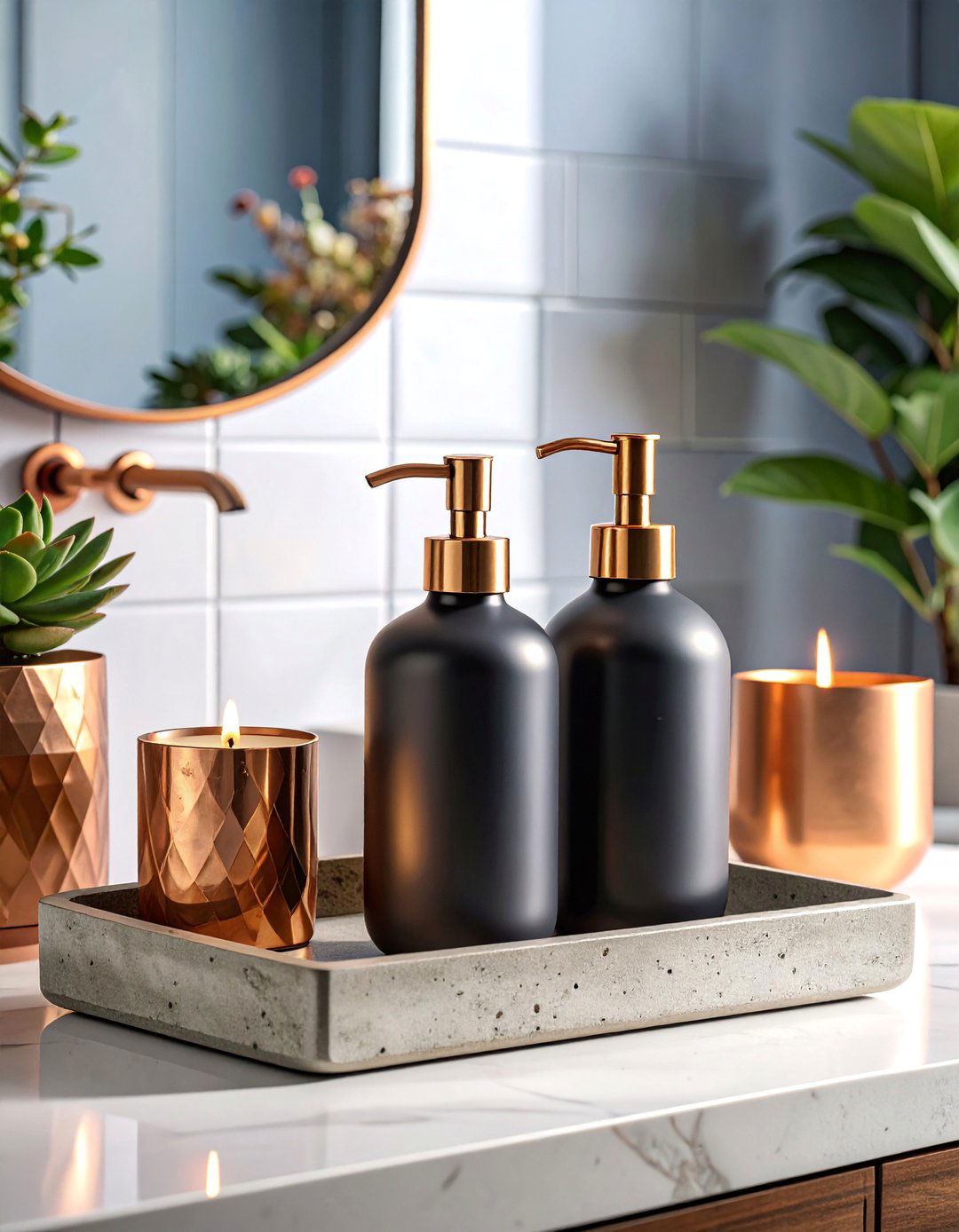 Concrete Industrial Chic Tray - 25 Bathroom Tray Ideas