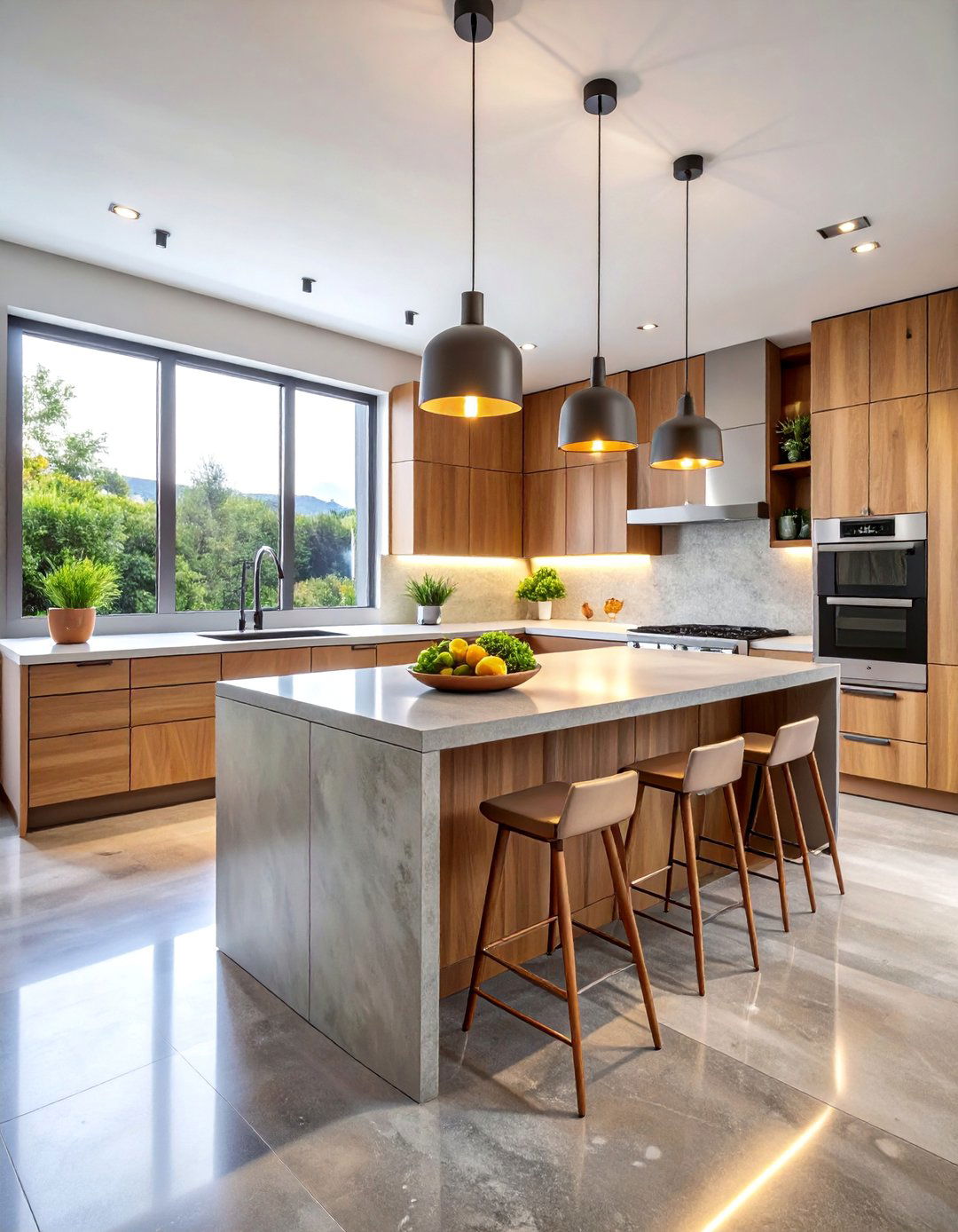 Concrete Look Porcelain Countertops with Oak Cabinets - 25 what color countertops go with oak cabinets