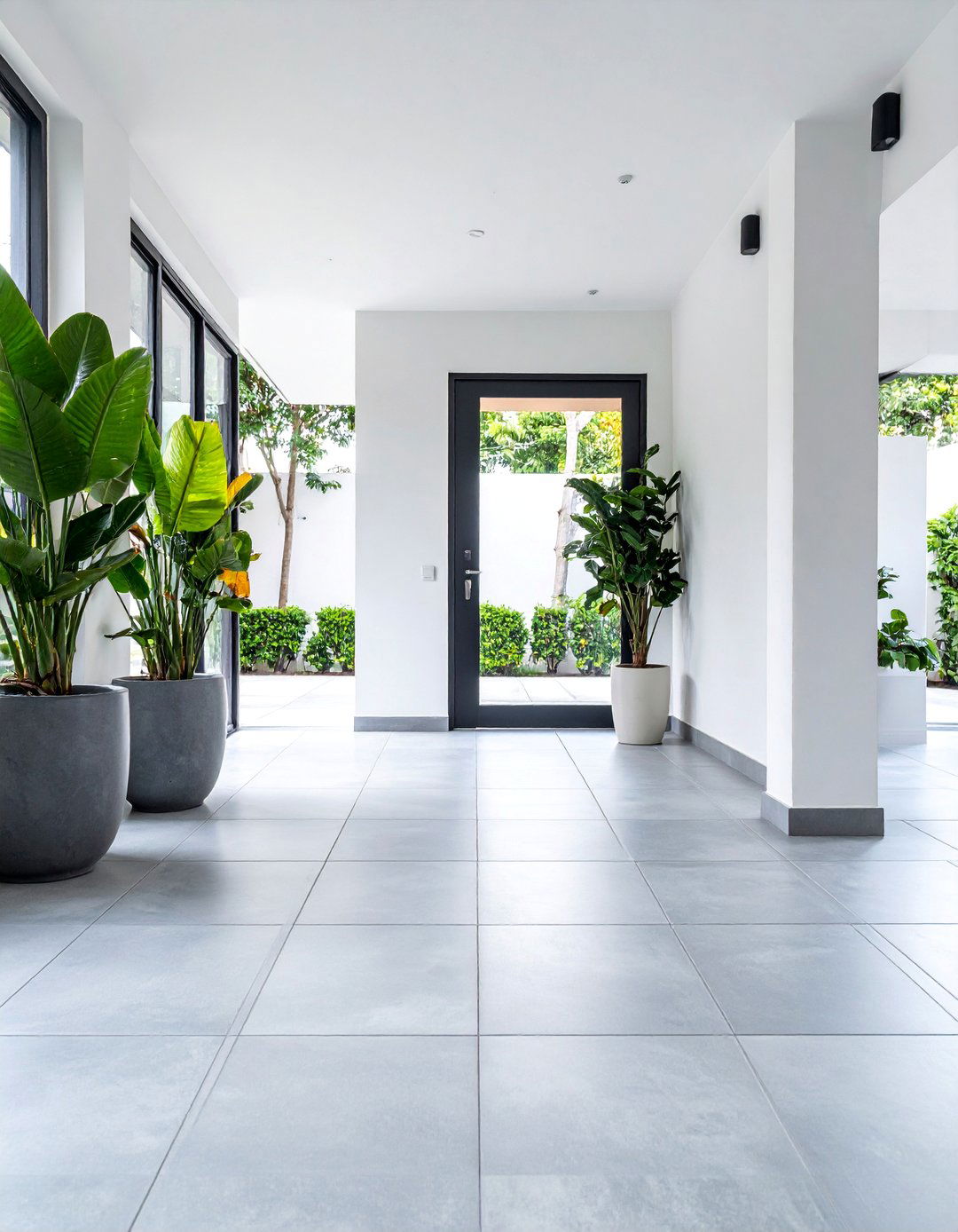 Concrete Look Porcelain with Minimalist Appeal - 25 Small Entryway Tile Floor Ideas