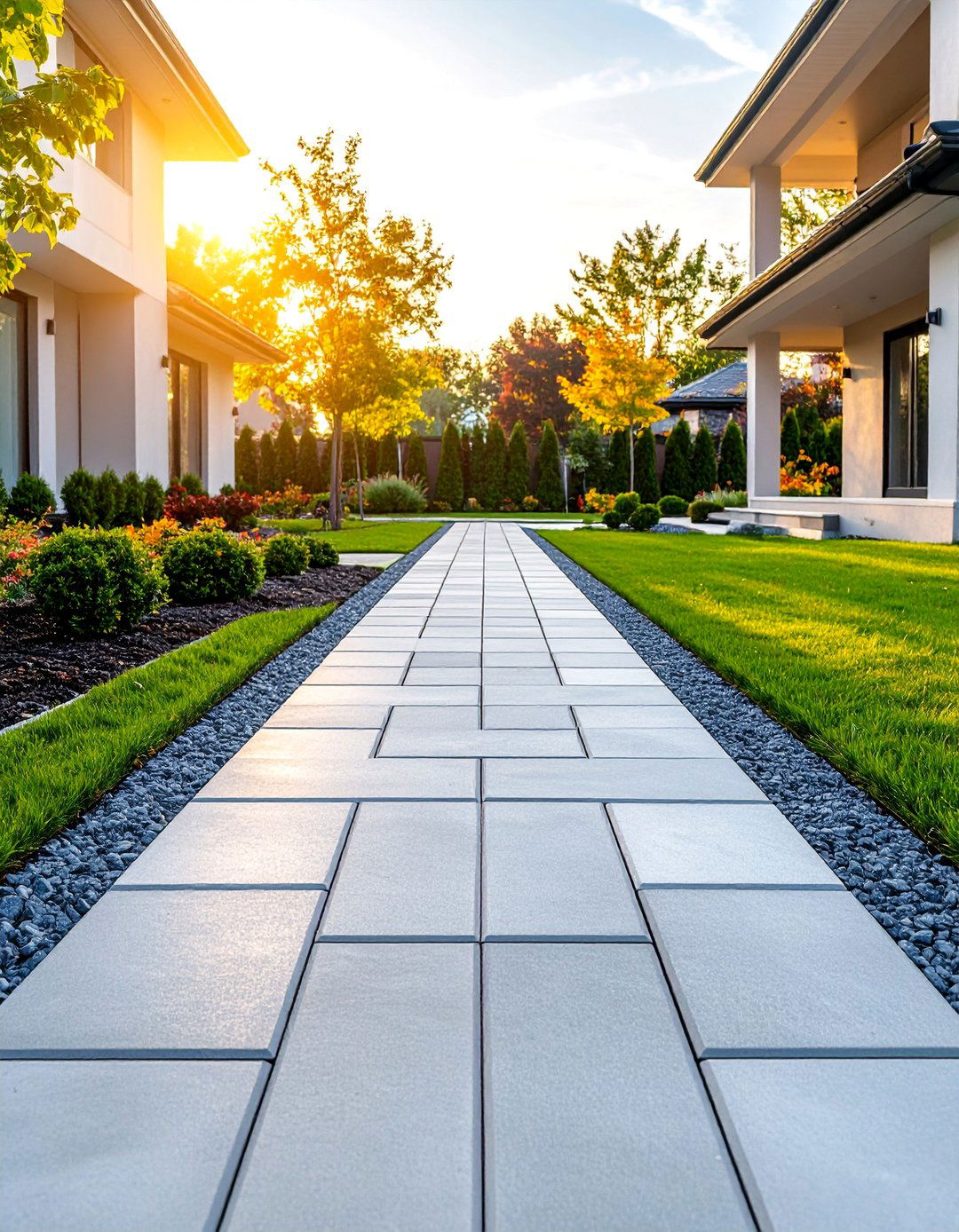 Concrete Paver Walkway with Patterns - 25 walkway ideas