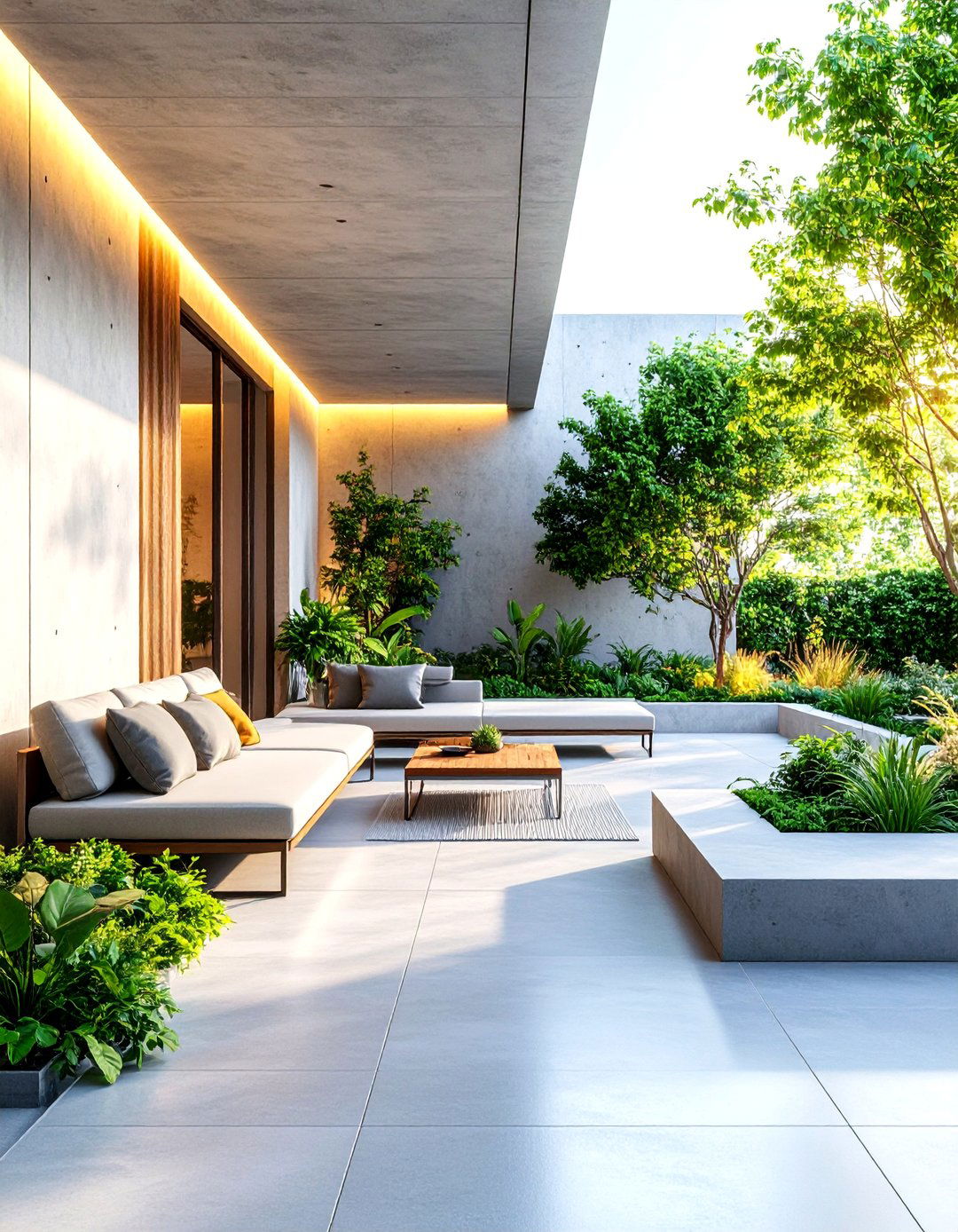 Concrete Side Porch with Modern Elements - 25 Side Porch Ideas