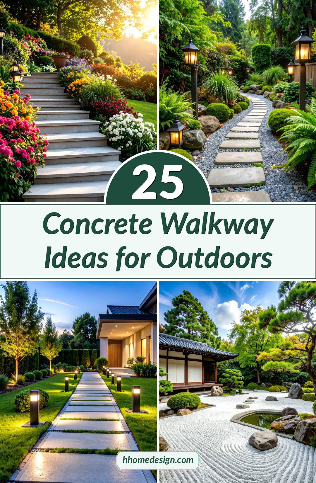 25 Concrete Walkway Ideas for Outdoors