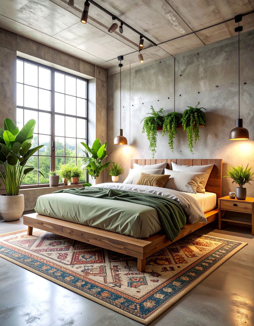 Concrete Wall Industrial Loft Bedroom - 25 Industrial Bedroom Ideas