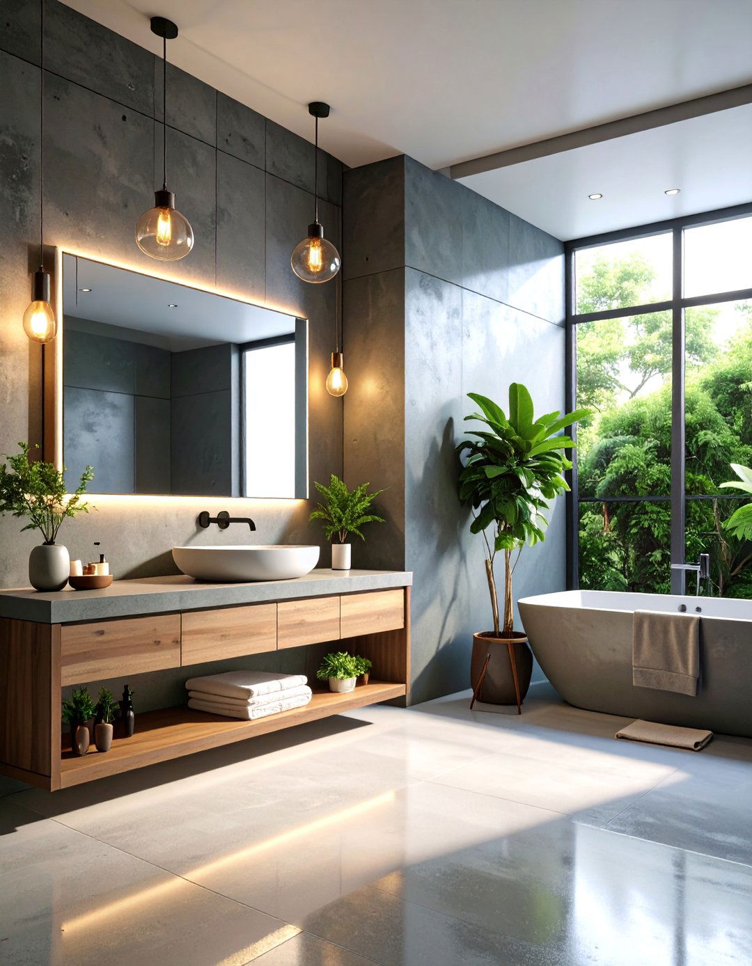 Concrete and Industrial Minimalism - 25 Minimalist Bathroom Ideas