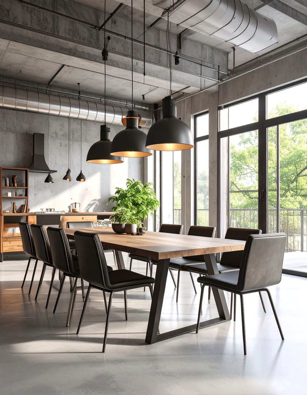 Concrete and Metal Industrial Dining Room - 25 masculine dining room ideas