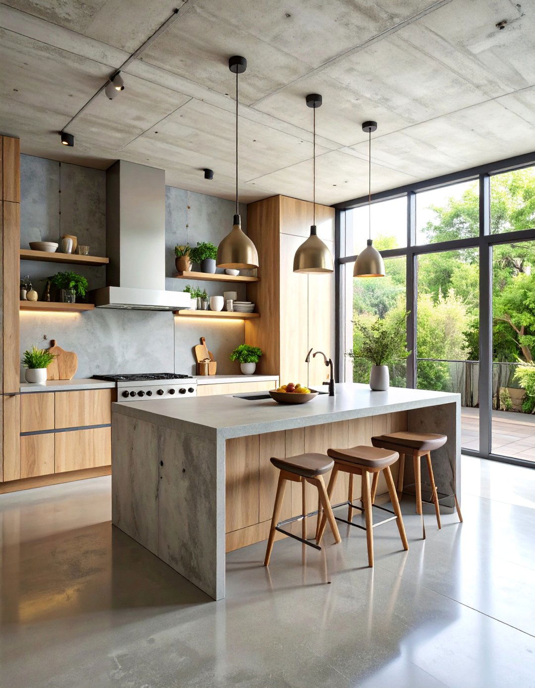 Concrete and Raw Material Modern Kitchen - 25 Natural Kitchen Design Ideas