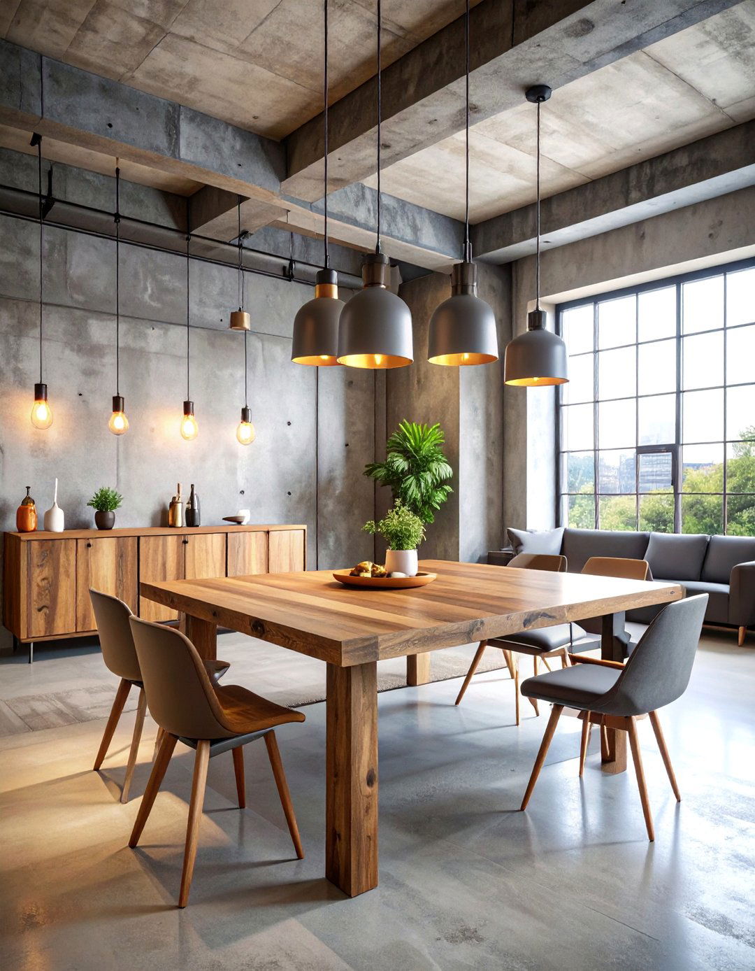 Concrete and Wood Industrial Theme - 25 Small Apartment Ideas for Guys