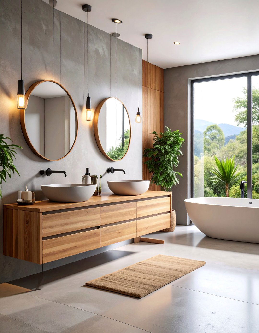 Concrete and Wood Modern Minimalism - 25 Japandi Bathroom Ideas