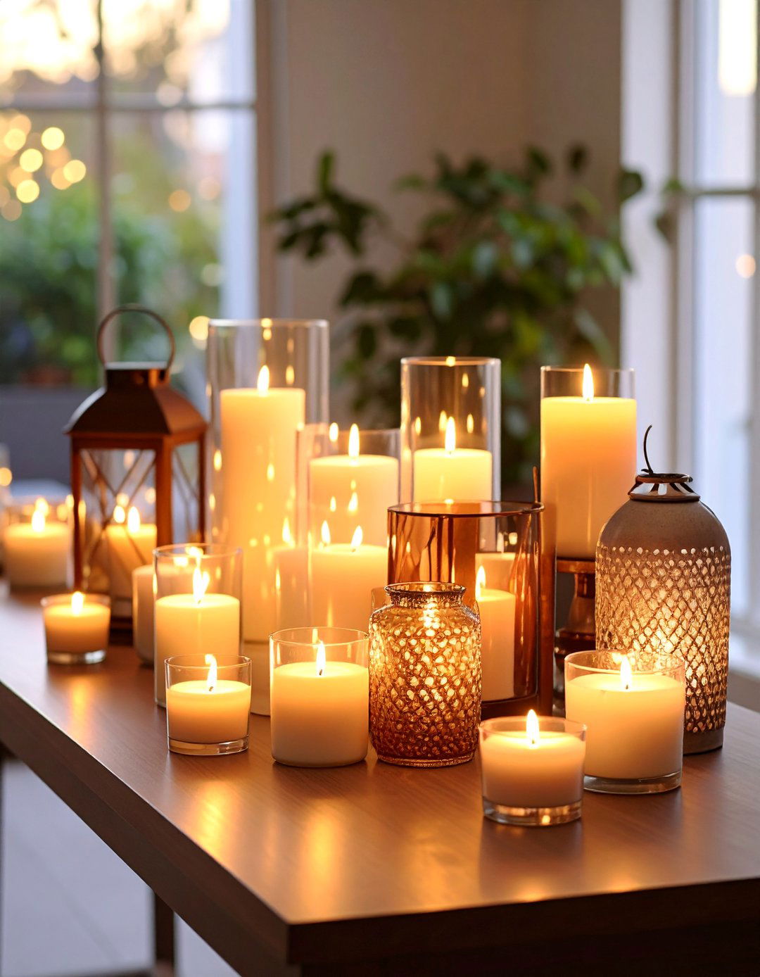 Console Table with Candle and Fire Element Display - 25 Console Table Decor Ideas