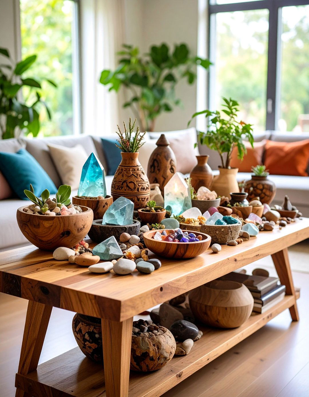 Console Table with Natural Elements and Organic Materials - 25 Console Table Decor Ideas