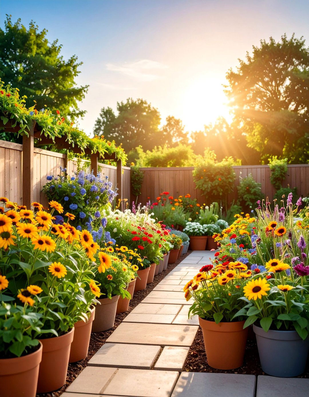 Container Cutting Garden with Seasonal Blooms - 25 Small Garden Ideas
