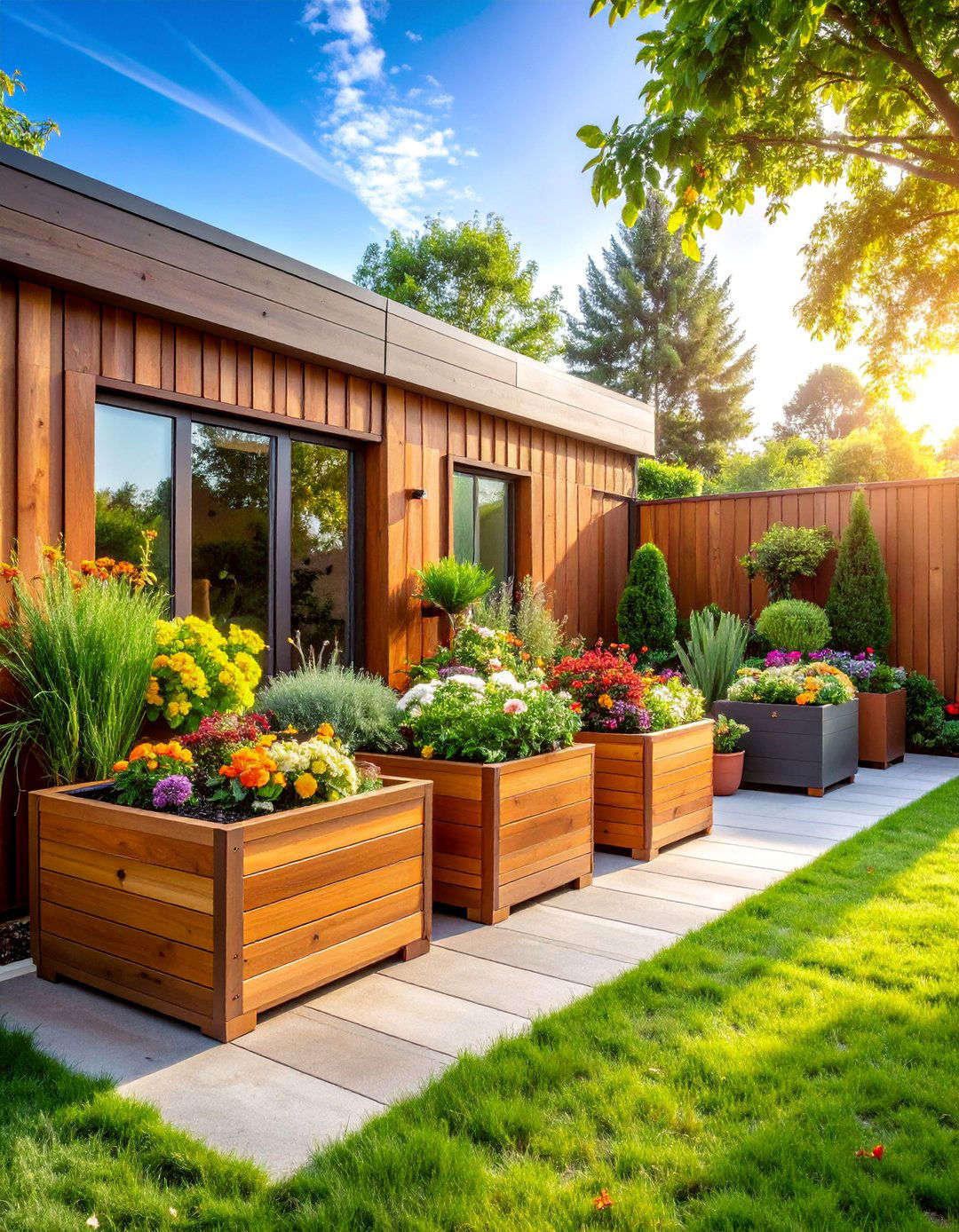Container Garden Showcase with Seasonal Displays - 25 Front Yard Landscaping Ideas