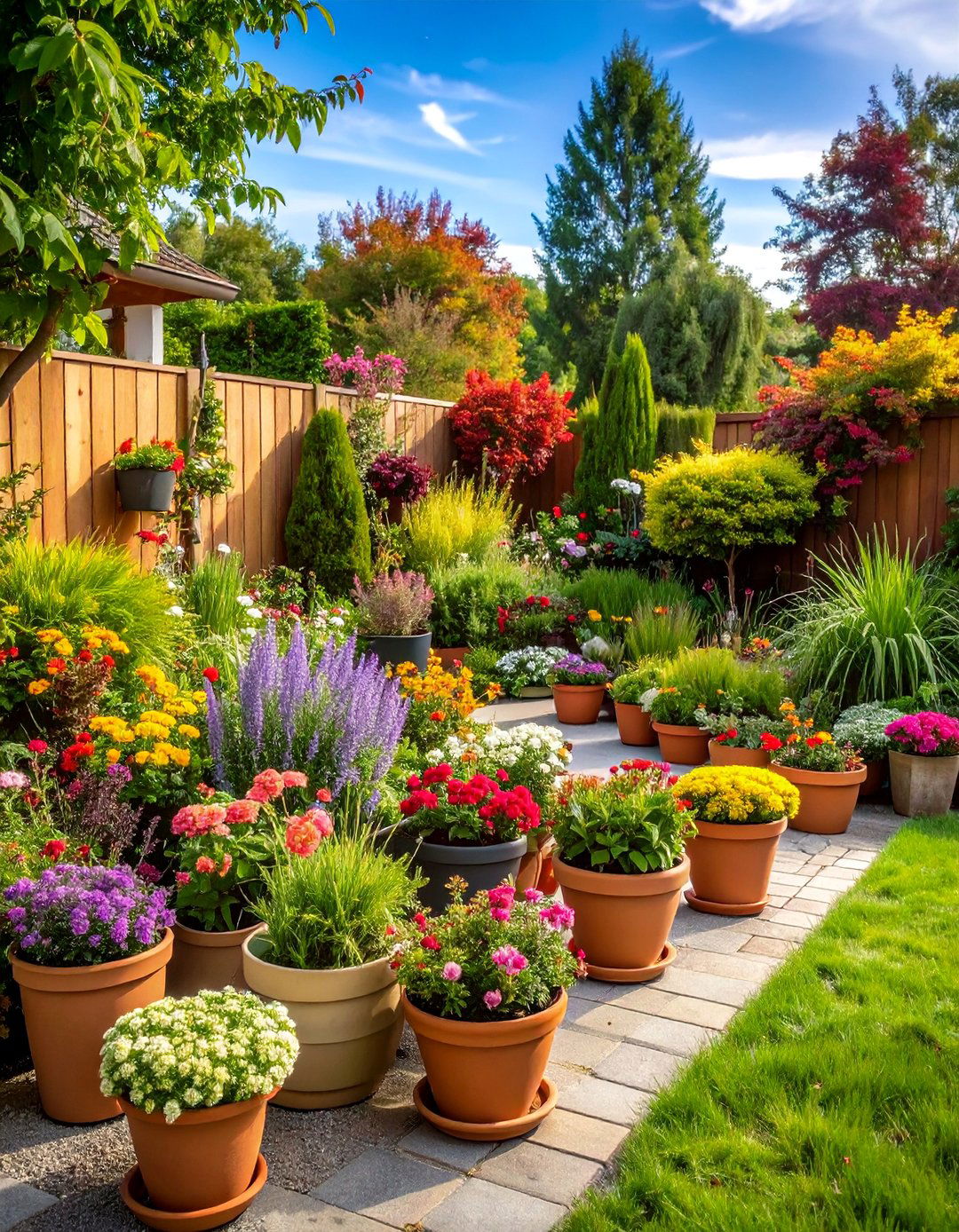 Container Garden with Portable Plant Displays - 25 Beautiful Gardens