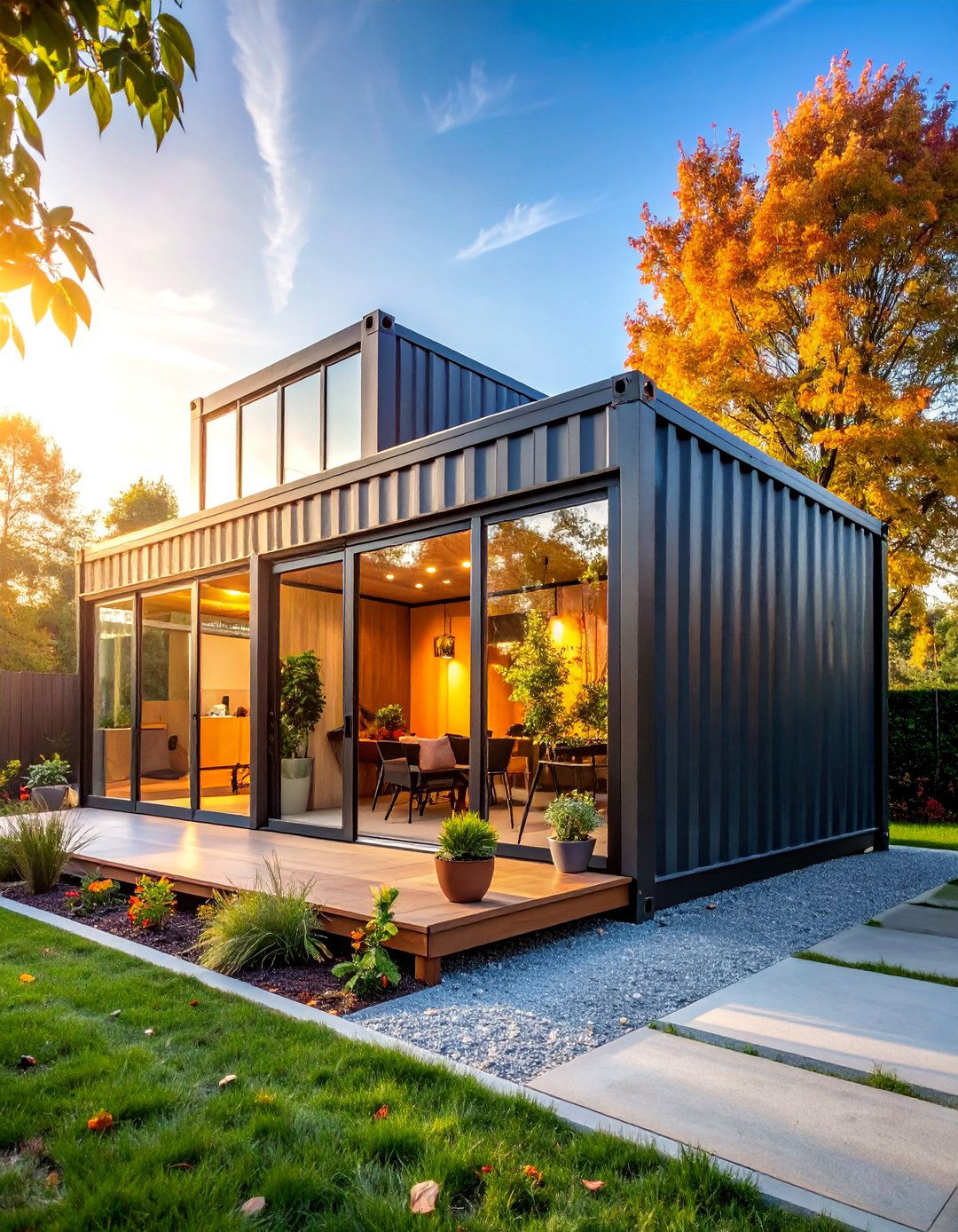 Container Home with Industrial Aesthetics - 25 Tiny House Design Ideas