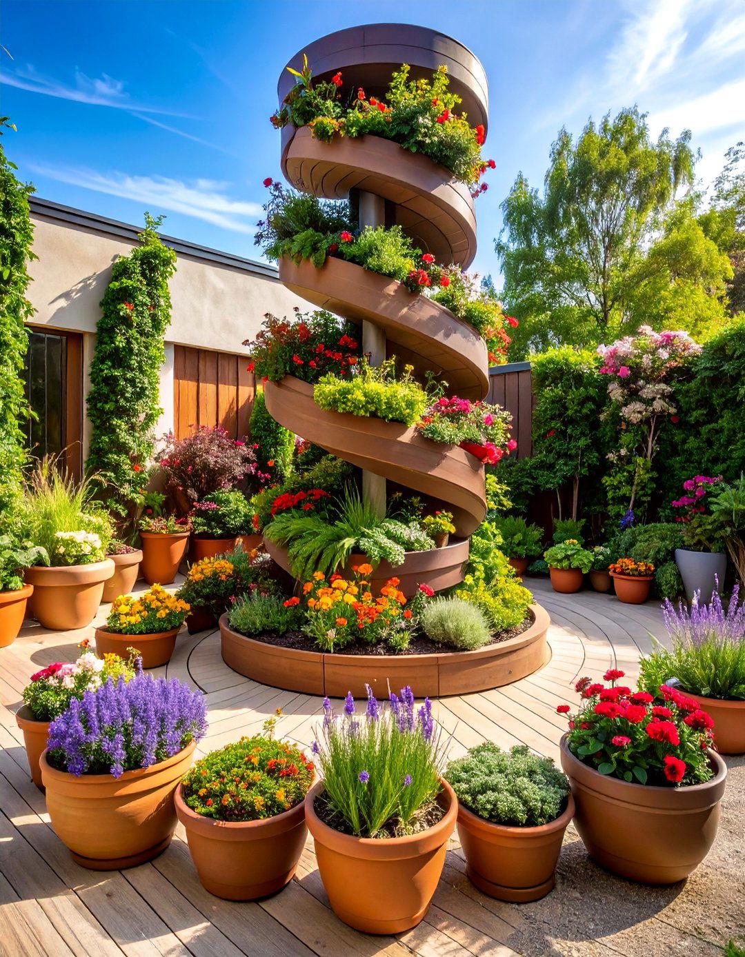 Container Spiral Garden for Patio Spaces - 25 Spiral Garden Design Ideas