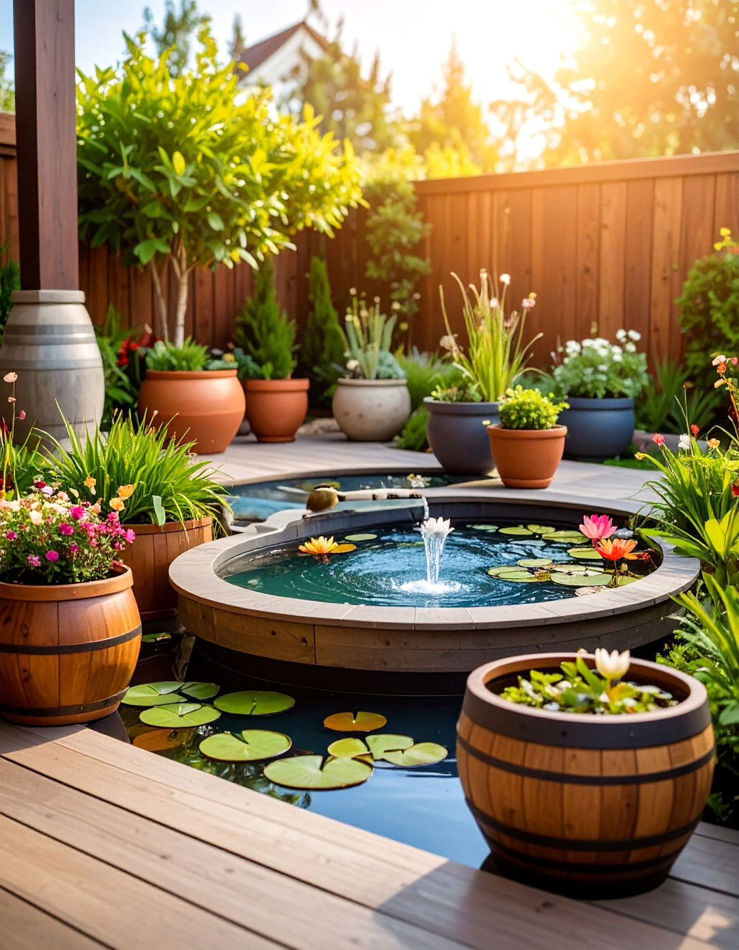 Container Water Garden Backyard Pond - 25 Backyard Pond Ideas