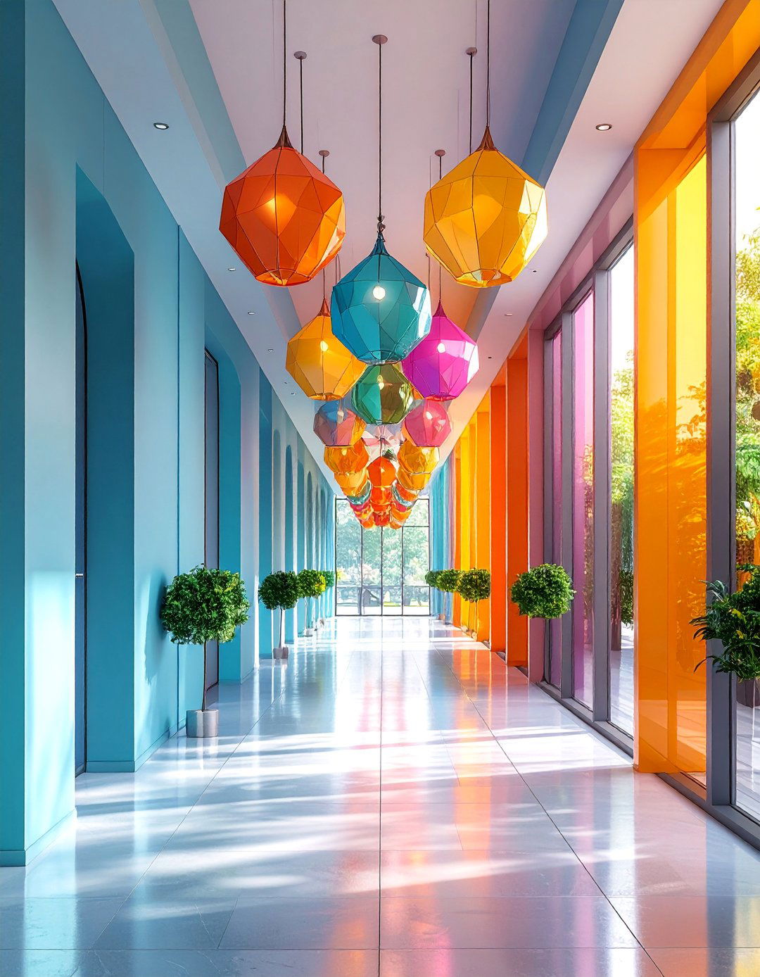 Contemporary Acrylic Pendant Cluster with Color Options - 25 Narrow Hallway Lighting Ideas