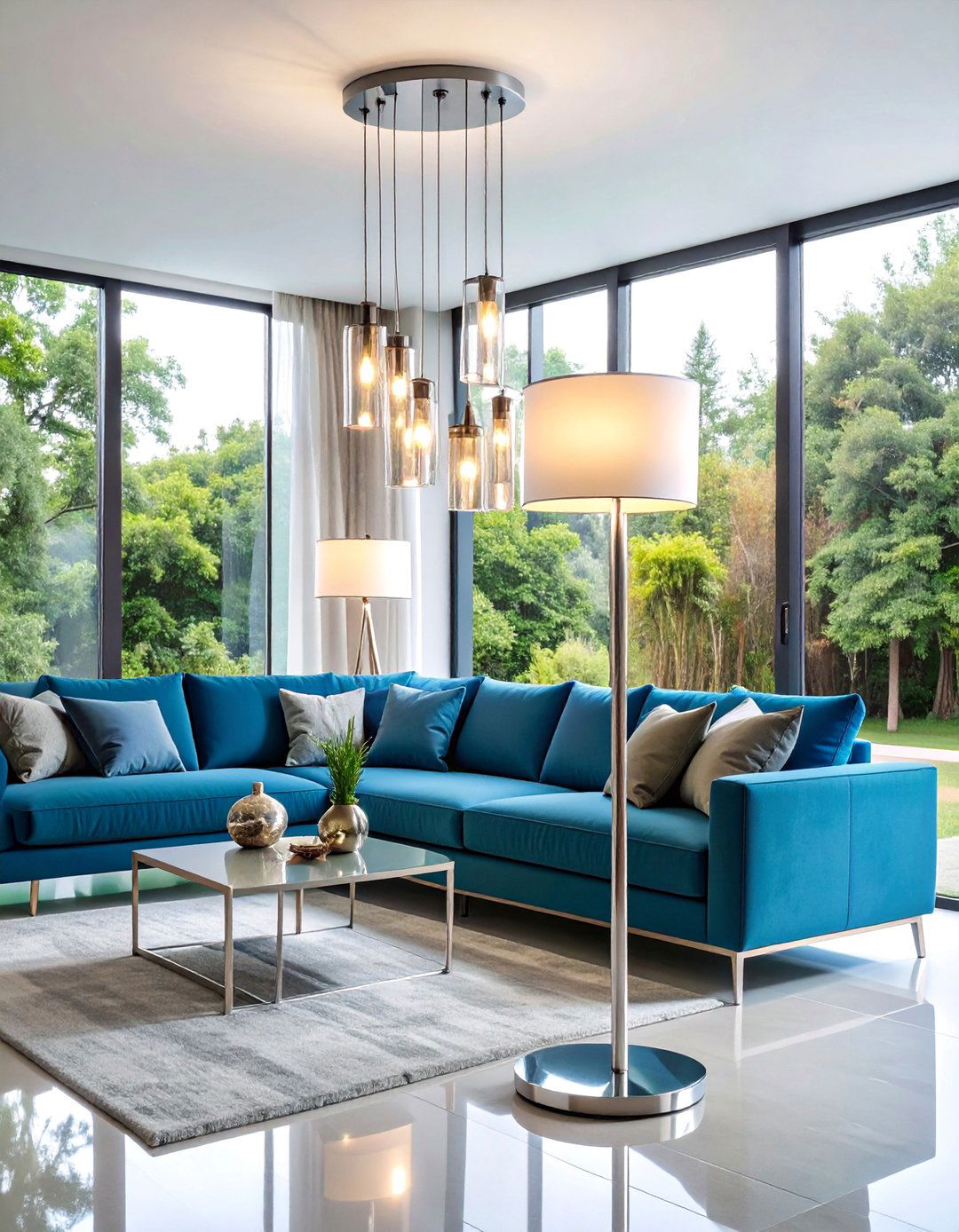 Contemporary Acrylic and Chrome Floor Lamp - 25 Living Room Floor Lamp Ideas and Inspiration