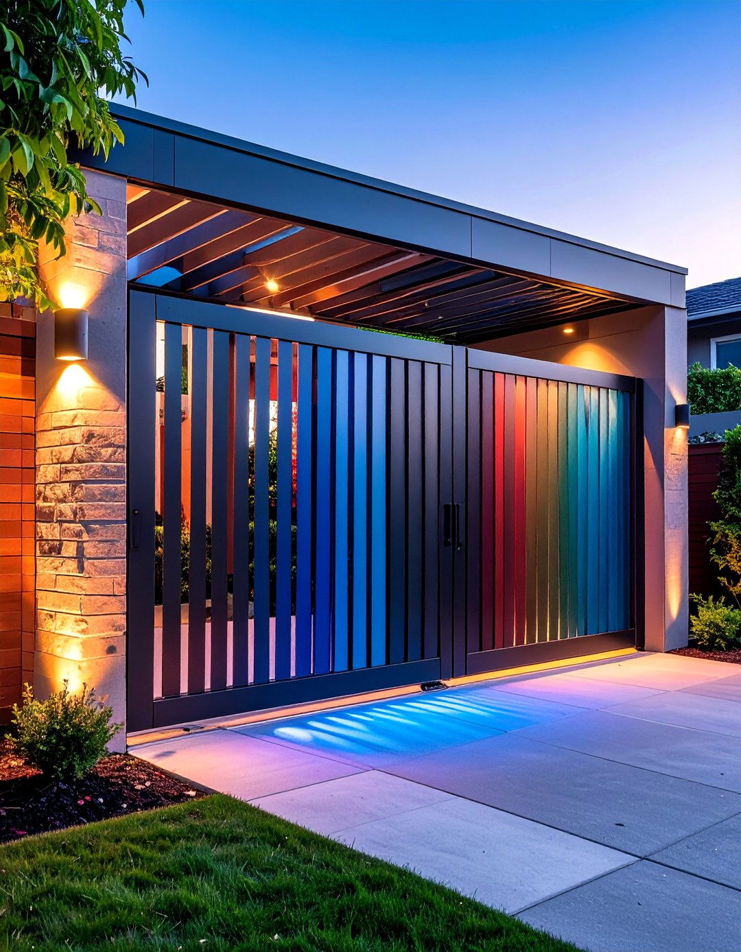 Contemporary Aluminum Louver Gate - 25 Front Door Gate Ideas