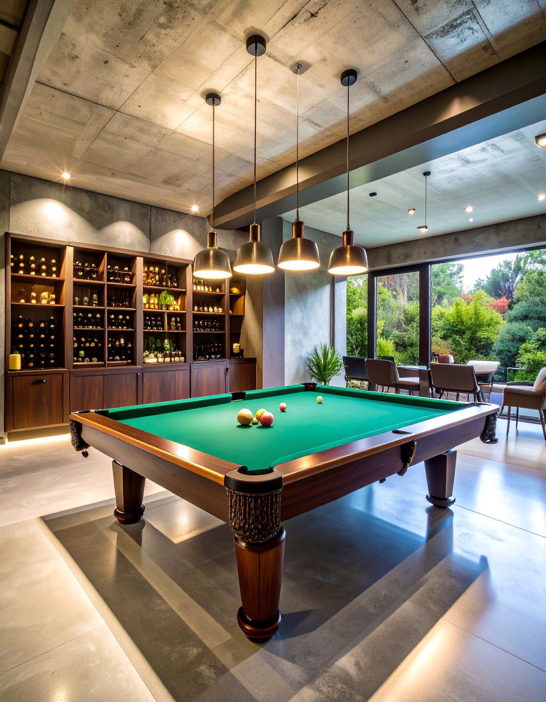 Contemporary Basement Pool Table Room with Wine Bar - 25 Pool Table Room Ideas
