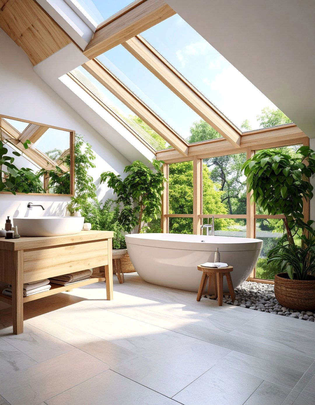 Contemporary Bathroom with Skylight Integration - 25 Minimalist Interior Design Ideas