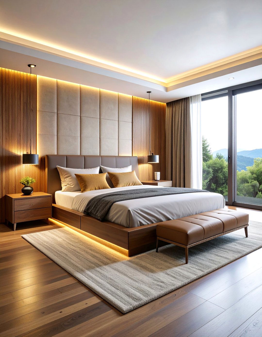 Contemporary Bedroom Suite with Platform Bed - 25 Black and Brown Interior Design Ideas