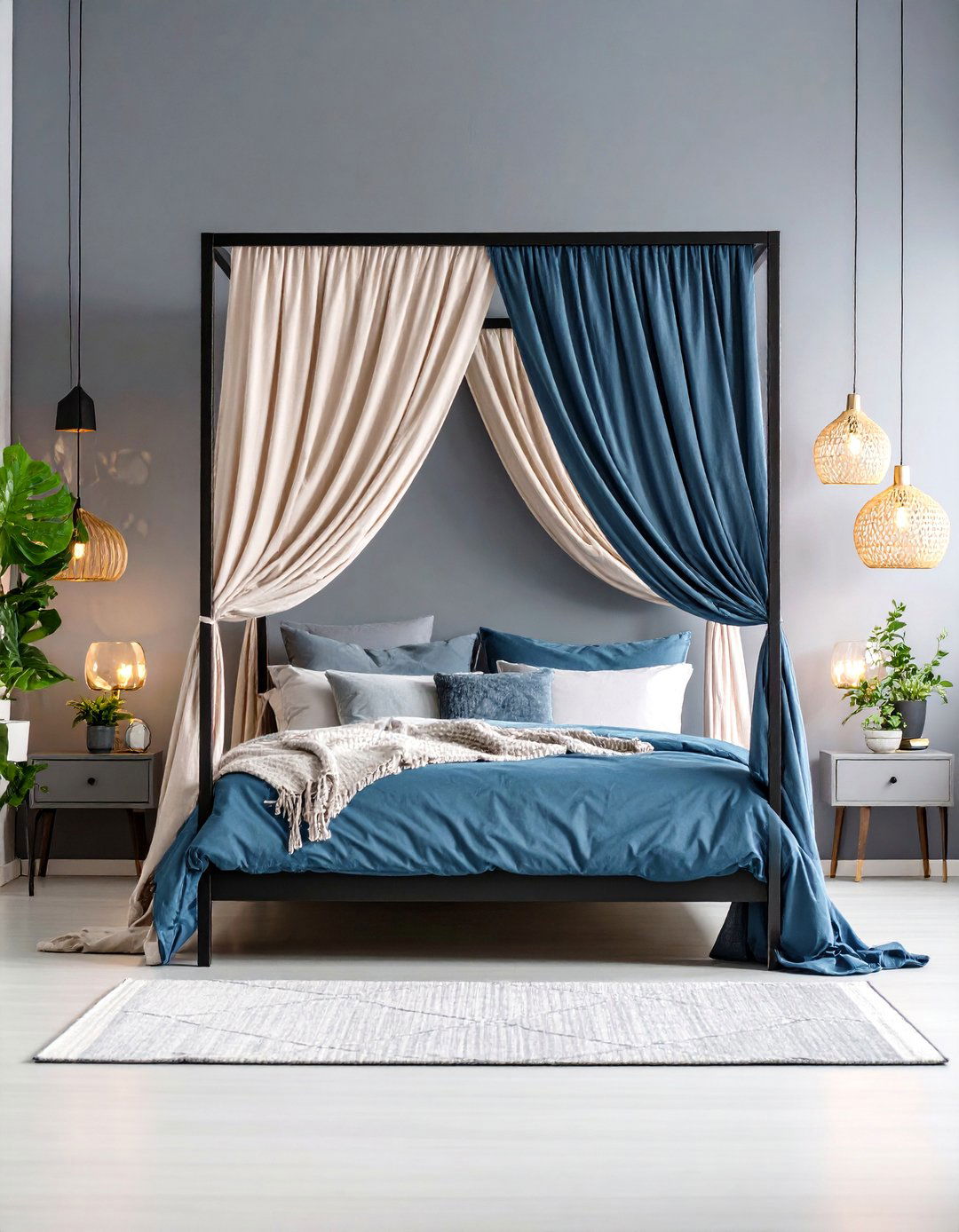 Contemporary Bedroom with Four Poster Canopy Bed - 25 Large Bedroom Design Ideas