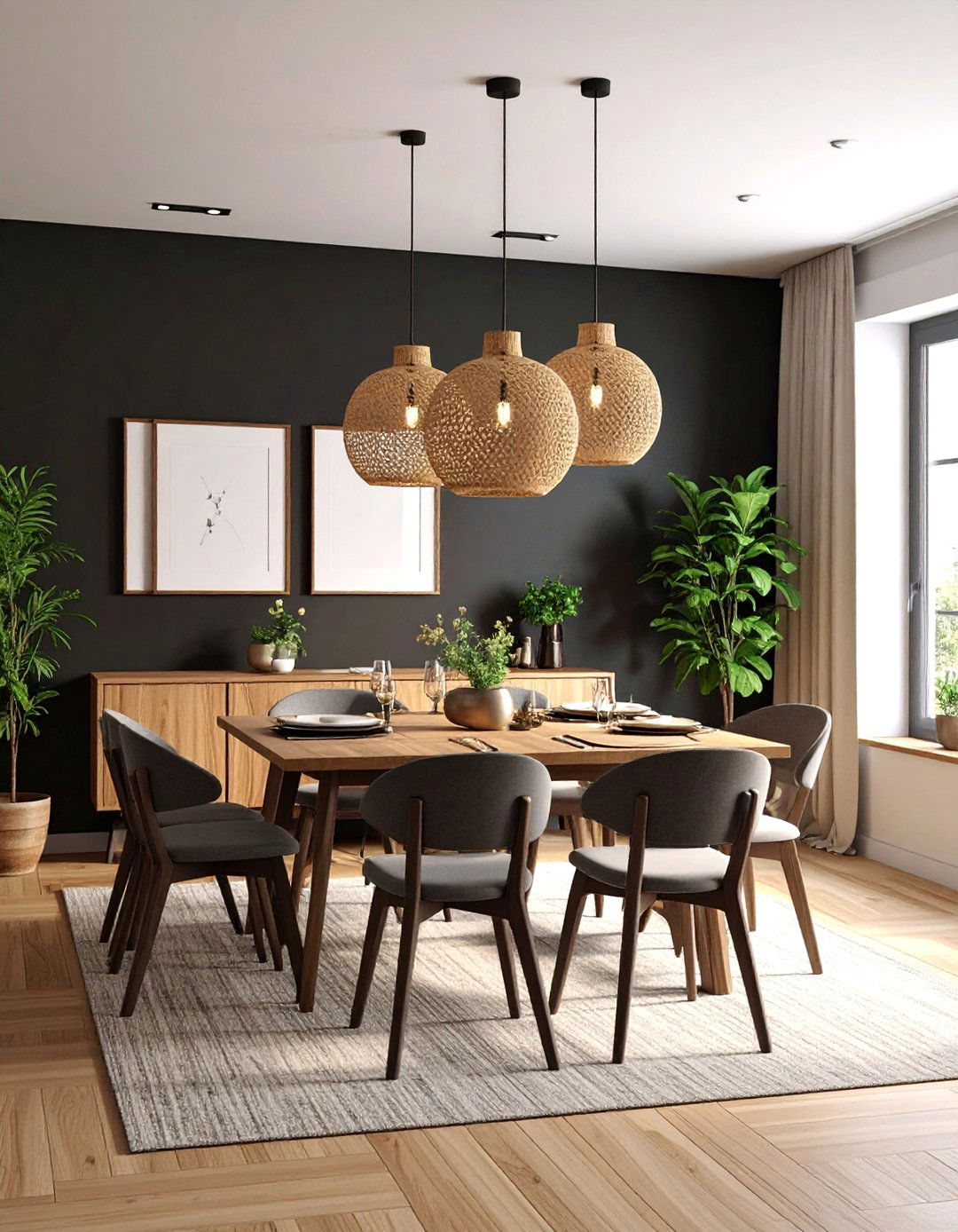 Contemporary Black Cork Board Functional Wall - 25 Black Accent Wall Dining Room Ideas