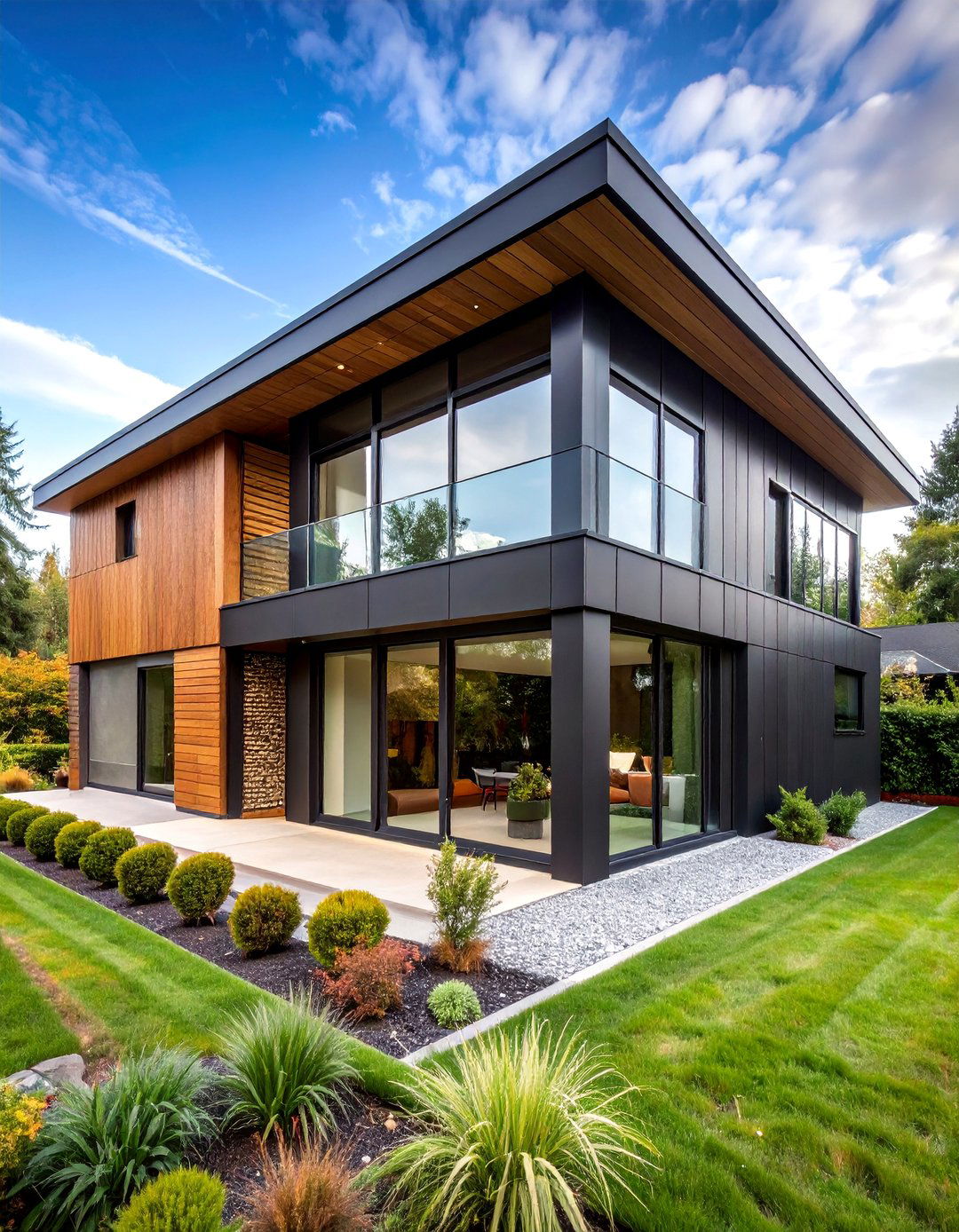 Contemporary Black House with Cedar Rainscreen Cladding - 25 Black House With Cedar Accents