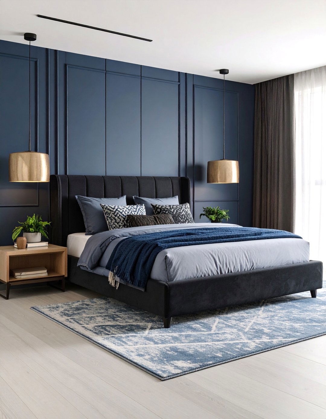 Contemporary Black and Blue Master Bedroom - 25 Black and Blue Bedroom Ideas