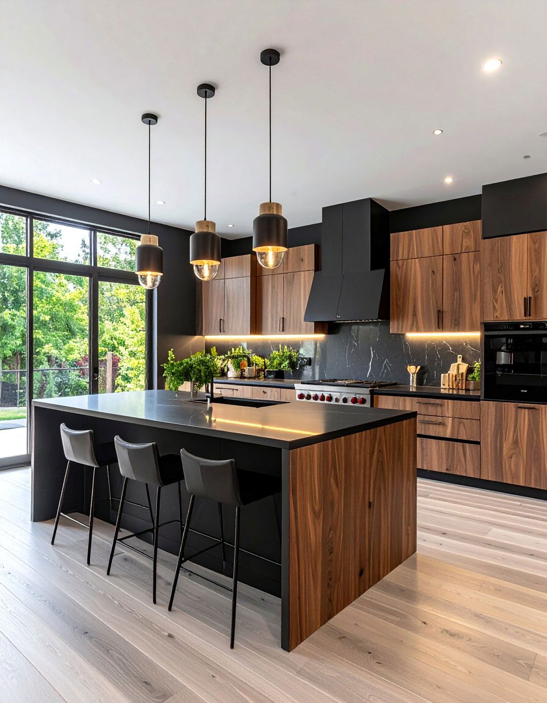 Contemporary Black and Brown Open Concept Kitchen - 25 Black and Brown Kitchen Ideas