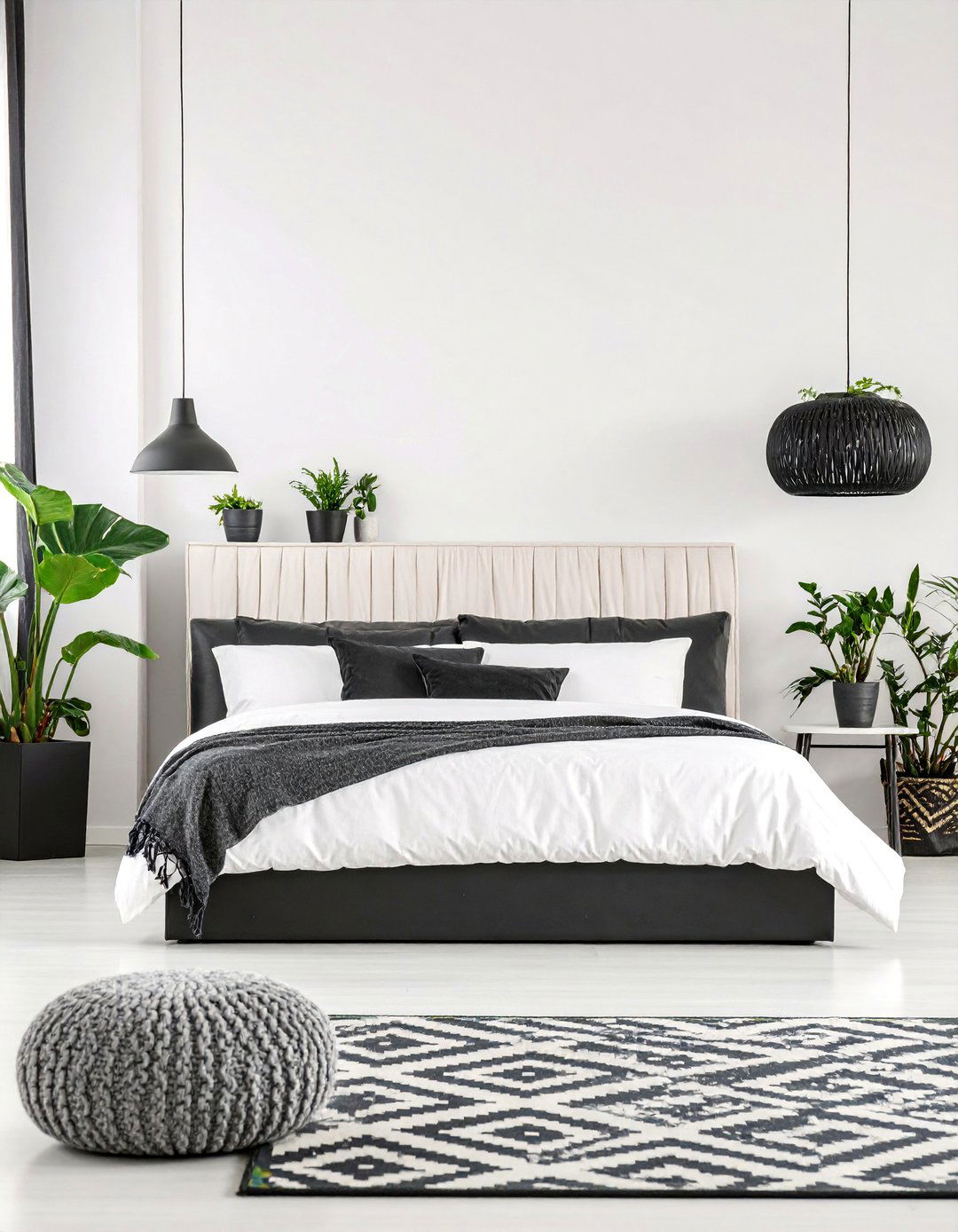 Contemporary Black and White Bedroom with Graphic Elements - 25 Master Bedroom Ideas