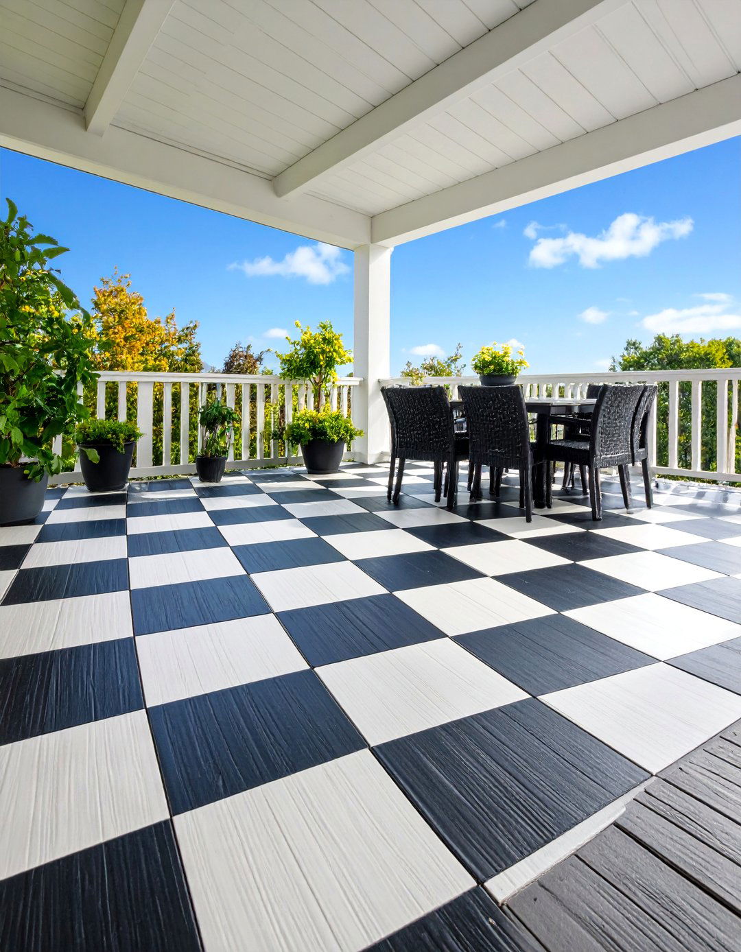 Contemporary Black and White Checkerboard Deck - 25 Two Tone Deck Color Schemes