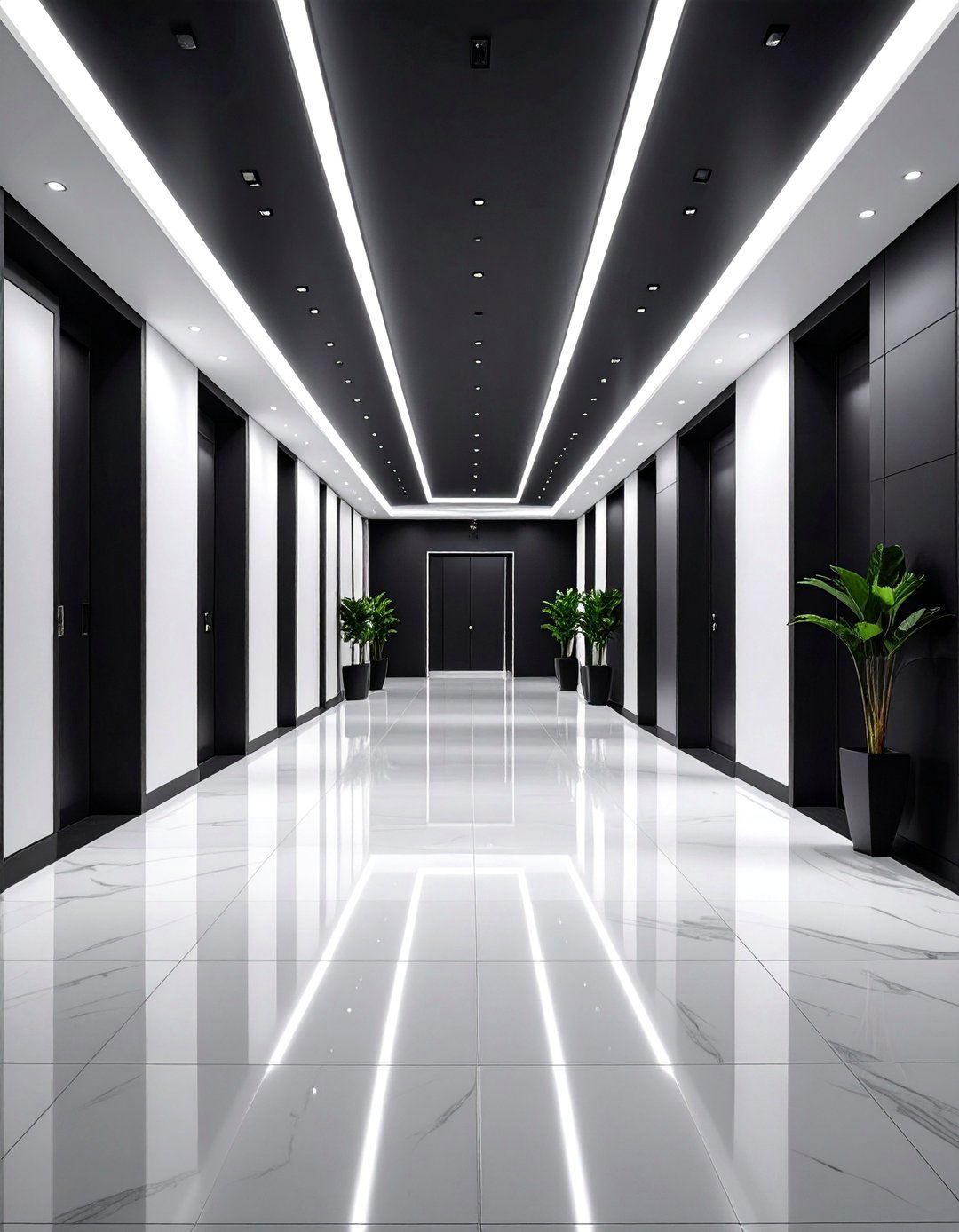 Contemporary Black and White Contrast - 25 Hallway Lighting Ideas