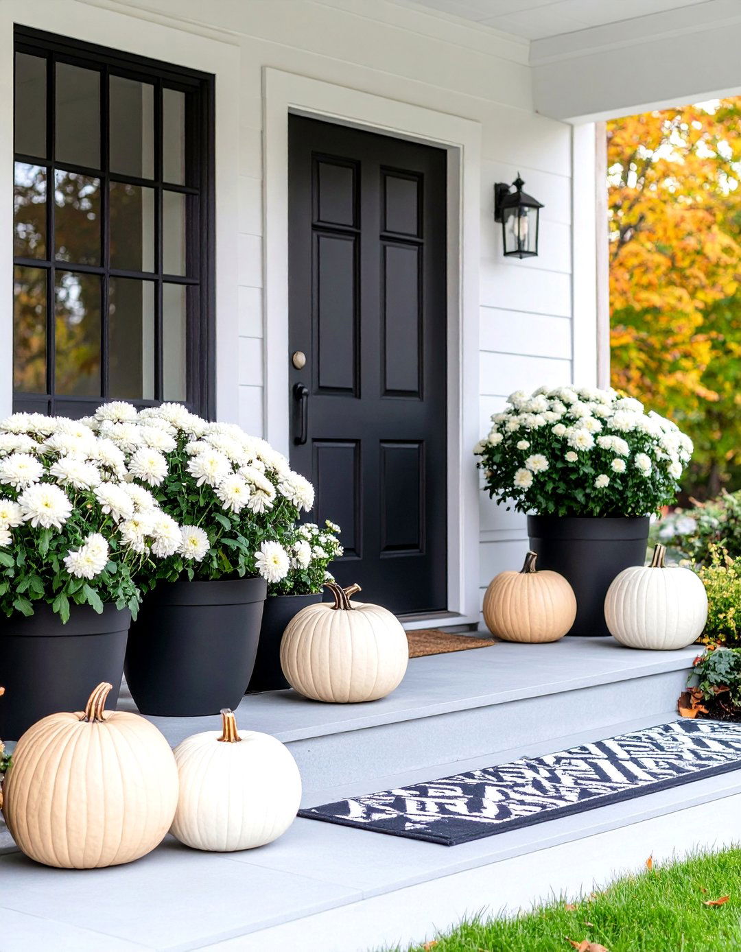 Contemporary Black and White - 25 Fall Porch Decor Ideas